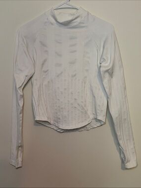 FP Movement by Free People White Ribbed Mock Neck Long-Sleeve Top